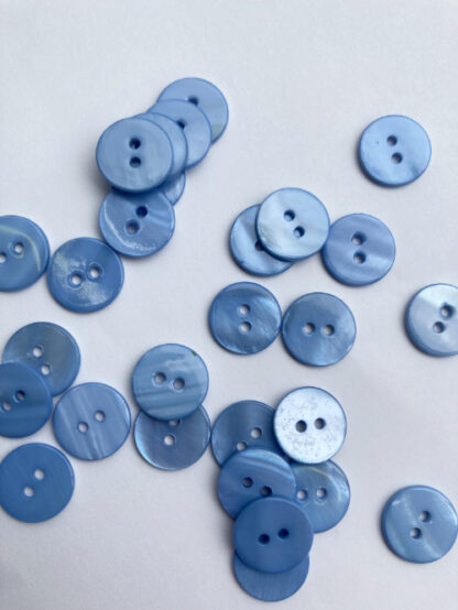 Sky Blue dyed river shell 2 hole flat button