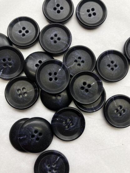 Dark Navy Blue 4 hole marbled effect Plastic Button with rim